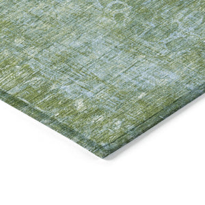 HomeRoots 5' X 8' Artichoke Green Floral Area Rug - Washable, Stain-Resistant, Perfect for Indoor & Outdoor Use 639276