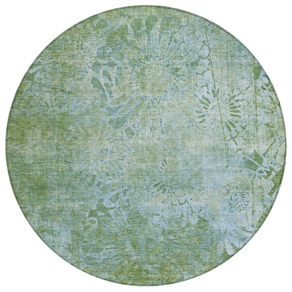 HomeRoots 8' Artichoke Green Floral Area Rug – Washable, Durable, Perfect for Indoor & Outdoor Living Spaces 639277