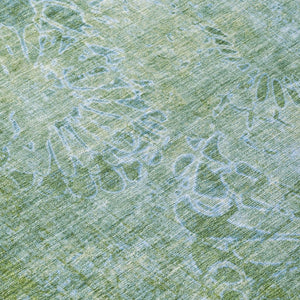 HomeRoots 8' Artichoke Green Floral Area Rug – Washable, Durable, Perfect for Indoor & Outdoor Living Spaces 639277