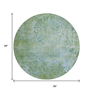 HomeRoots 8' Artichoke Green Floral Area Rug – Washable, Durable, Perfect for Indoor & Outdoor Living Spaces 639277