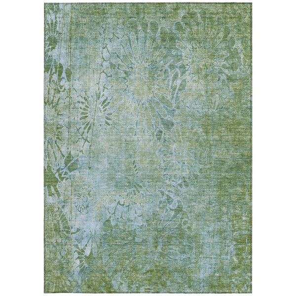 HomeRoots 10' Artichoke Green & Ivory Floral Area Rug - Washable, Durable, Indoor/Outdoor - Stylish & Versatile! 639280