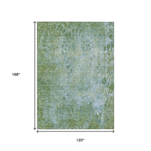 HomeRoots 10' Artichoke Green & Ivory Floral Area Rug - Washable, Durable, Indoor/Outdoor - Stylish & Versatile! 639280