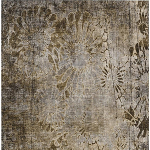HomeRoots 5' X 8' Brown and Beige Floral Area Rug - Durable, Washable, Stylish for Indoor & Outdoor Spaces 639282