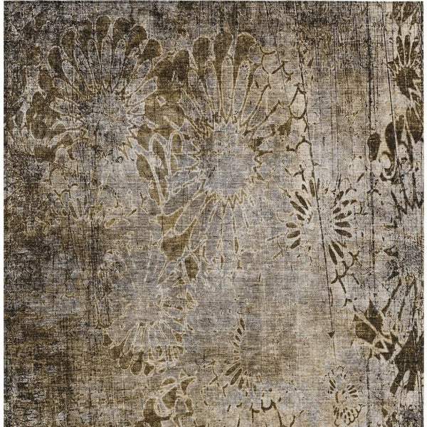 HomeRoots 5' X 8' Brown and Beige Floral Area Rug - Durable, Washable, Stylish for Indoor & Outdoor Spaces 639282