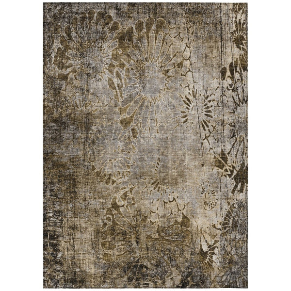 HomeRoots 5' X 8' Brown and Beige Floral Area Rug - Durable, Washable, Stylish for Indoor & Outdoor Spaces 639282