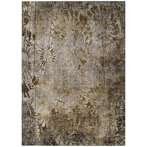 HomeRoots 8' X 10' Brown And Beige Floral Area Rug – Washable, Indoor/Outdoor, Durable Design for Every Space 639284