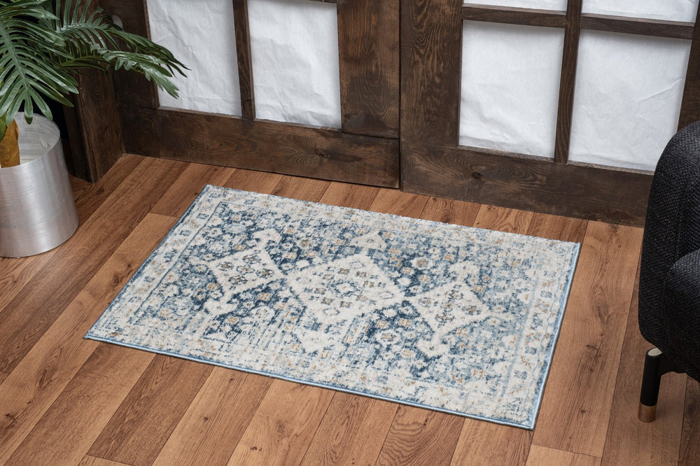 English Elm Noble Blue 2 Ft. X 3 Ft. Area Rug - Durable, Stylish, Stain-Resistant, Ideal For High Traffic Spaces B186P181075