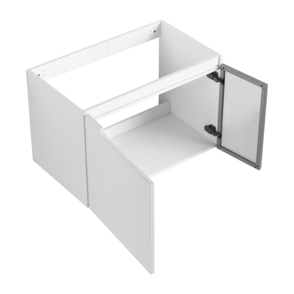 English Elm 30" Floating Bathroom Vanity Glossy White Plywood Cabinet with Frosted Glass Door W999S00524