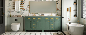 English Elm 72'' Modern Bathroom Vanity Set With Ceramic Sink, Ample Storage, Solid Wood Frame & Green Finish N710SS00011F