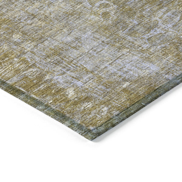 HomeRoots 5' Wheat and Beige Floral Area Rug - Durable, Washable, Indoor/Outdoor Use for High-Traffic Spaces 639306