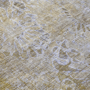HomeRoots 8' Wheat And Beige Round Floral Area Rug - Durable, Machine-Washable Indoor/Outdoor Decor Accent 639307