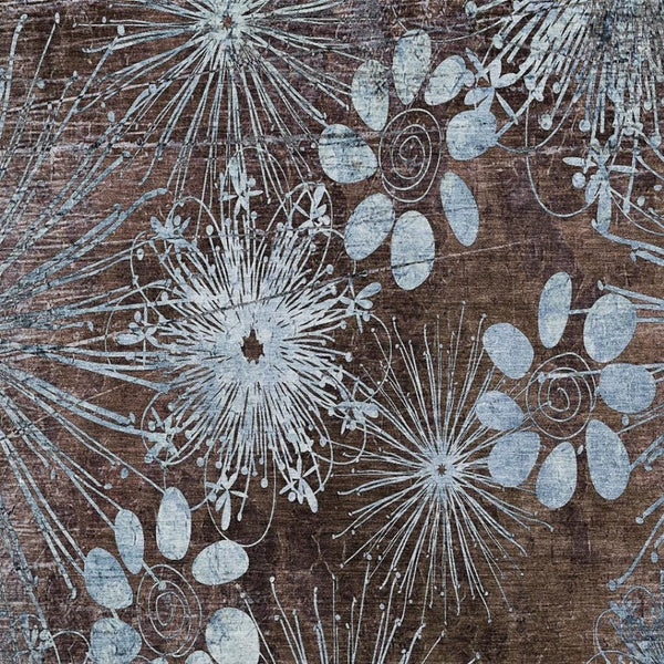 HomeRoots 8' X 10' Brown & Sky Blue Floral Indoor/Outdoor Area Rug – Stylish, Durable, Easy-Care Design for All Spaces 639320