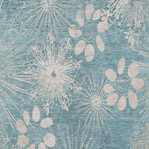 HomeRoots 5' X 8' Blue and Ivory Floral Area Rug - Washable, Durable, Indoor/Outdoor, Kid & Pet-Friendly Design 639324