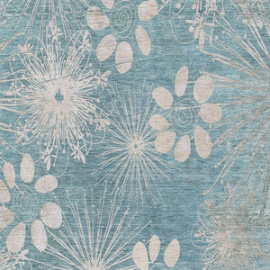 HomeRoots 8' X 10' Blue and Ivory Floral Area Rug - Washable, Stain-Resistant, Perfect for Indoor & Outdoor Use! 639326