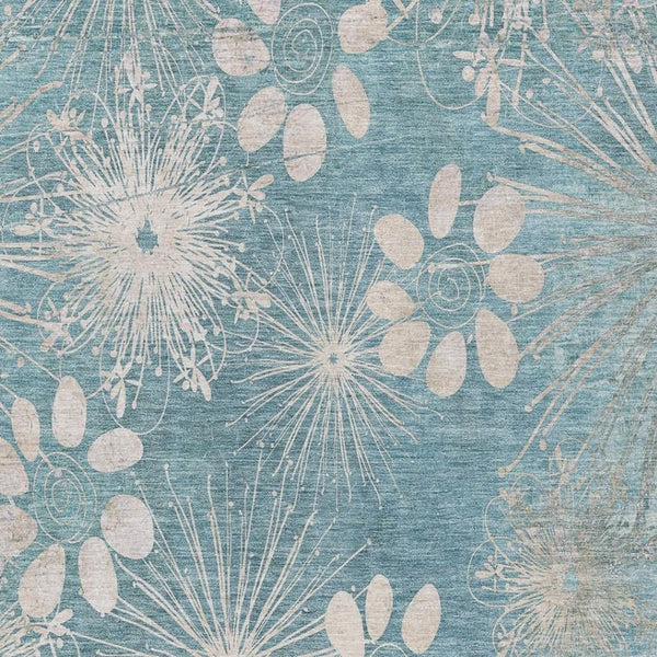 HomeRoots 9' X 12' Blue And Ivory Floral Area Rug - Stylish, Washable Design for Indoor & Outdoor Spaces! 639327