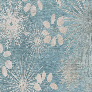 HomeRoots 10' X 14' Blue And Ivory Floral Area Rug – Stylish, Washable, Durable for Indoor & Outdoor Spaces 639328