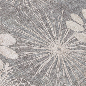 HomeRoots 10' Gray & Silver Floral Washable Area Rug - Durable Indoor/Outdoor Elegance for Any Space! 639334