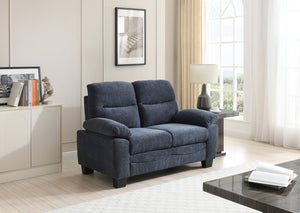 English Elm Summerton Plush Loveseat with Soap-Top Arms, Chenille Upholstery and Foam-Encased Coil Support Blue 31 L x 60 W x 15 H B078P349522
