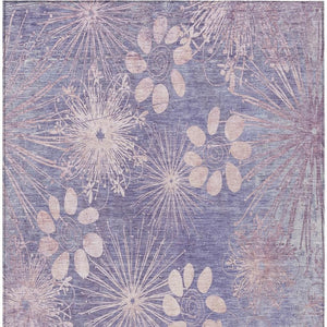 HomeRoots 8' X 10' Purple and Ivory Floral Area Rug - Durable, Washable Design for Indoor & Outdoor Spaces 639344