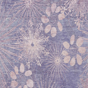 HomeRoots 9' X 12' Floral Washable Indoor/Outdoor Area Rug - Durable Purple & Ivory Design for Versatile Spaces 639345