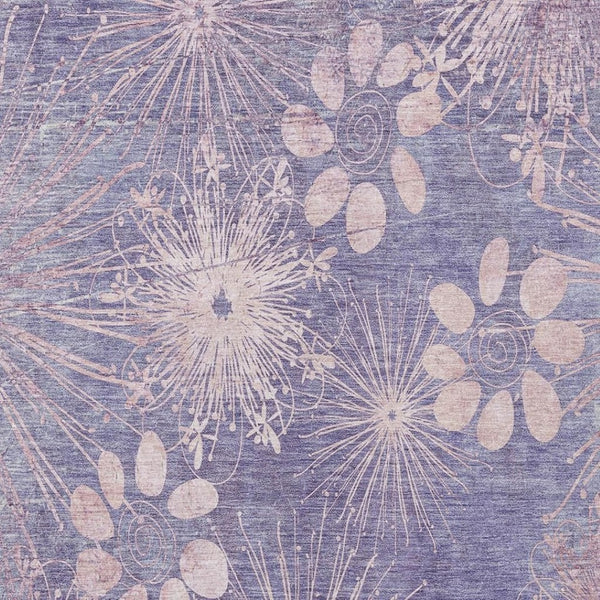 HomeRoots 9' X 12' Floral Washable Indoor/Outdoor Area Rug - Durable Purple & Ivory Design for Versatile Spaces 639345