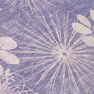HomeRoots 9' X 12' Floral Washable Indoor/Outdoor Area Rug - Durable Purple & Ivory Design for Versatile Spaces 639345