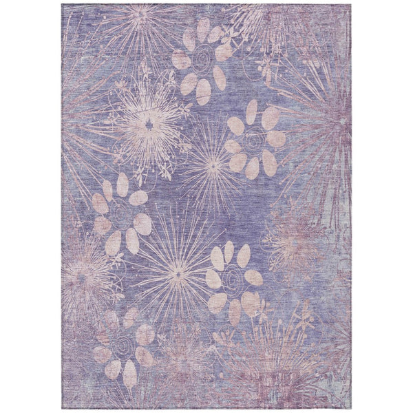 HomeRoots 10' Purple and Ivory Floral Washable Area Rug – Durable Indoor/Outdoor Design for Homes with Kids & Pets 639346