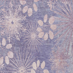 HomeRoots 10' Purple and Ivory Floral Washable Area Rug – Durable Indoor/Outdoor Design for Homes with Kids & Pets 639346