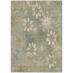 HomeRoots 5' Sage & Beige Floral Area Rug – Washable, Durable & Versatile for Indoor/Outdoor Use, 5' x 8' 639348