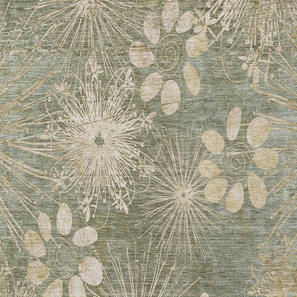 HomeRoots 5' Sage & Beige Floral Area Rug – Washable, Durable & Versatile for Indoor/Outdoor Use, 5' x 8' 639348