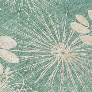 HomeRoots 9' Teal Blue & Beige Floral Area Rug – Washable, Durable, Indoor/Outdoor Design for Classic Elegance 639357