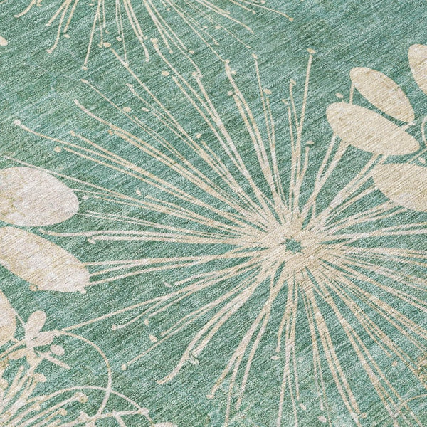 HomeRoots 9' Teal Blue & Beige Floral Area Rug – Washable, Durable, Indoor/Outdoor Design for Classic Elegance 639357