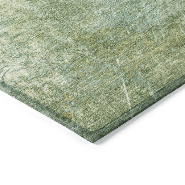 HomeRoots 5' Artichoke Green & Beige Abstract Washable Area Rug - Durable Indoor/Outdoor Style for All Spaces 639360