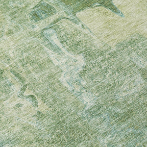 HomeRoots 8' Artichoke Green Round Abstract Area Rug - Stylish, Washable & Durable for Indoor/Outdoor Use 639361