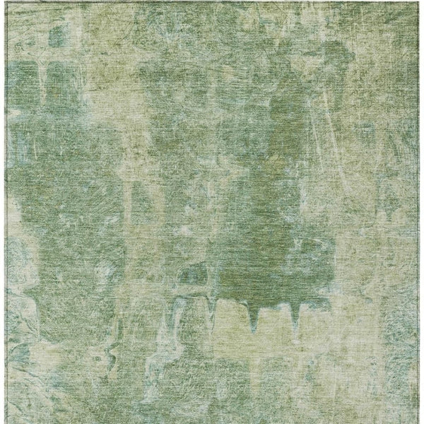 HomeRoots 8' X 10' Stylish Artichoke Green Beige Abstract Rug - Washable, Durable, Perfect for Indoor/Outdoor Use 639362