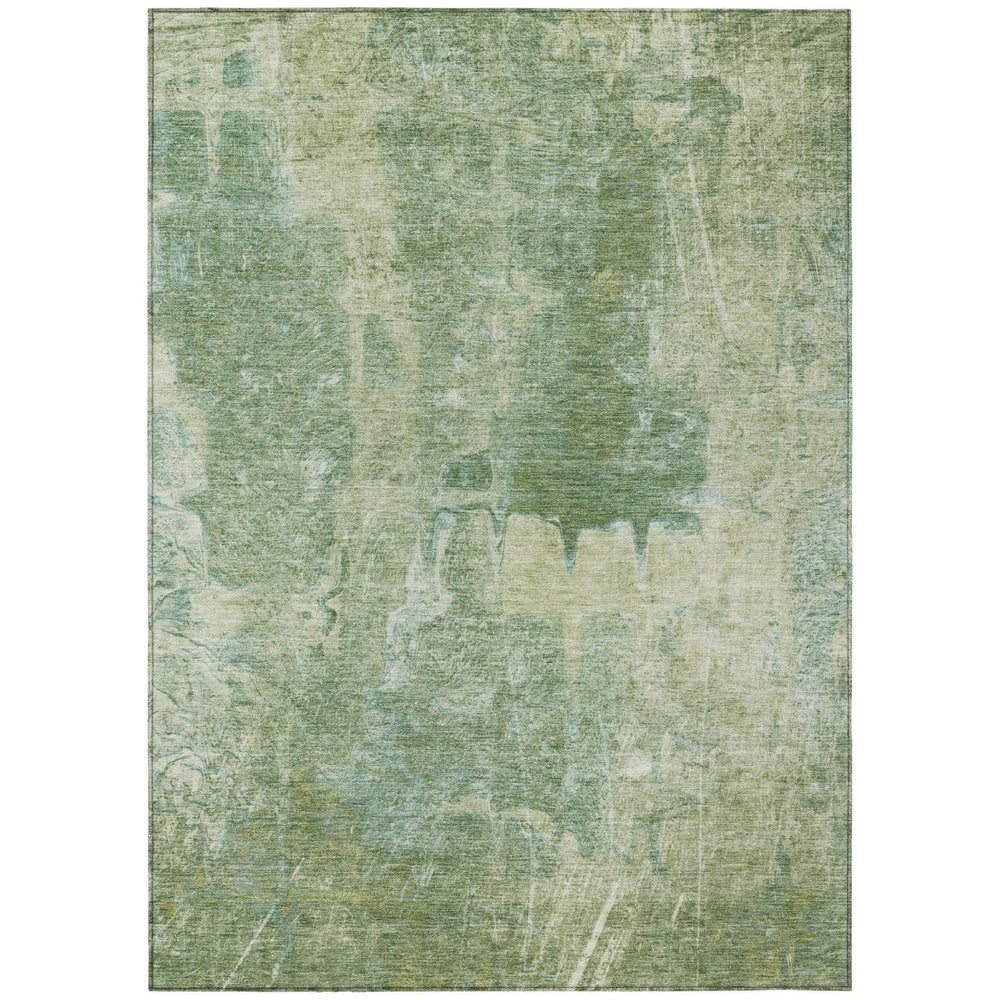 HomeRoots 9' X 12' Abstract Artichoke Green & Beige Area Rug – Stylish, Washable, Indoor/Outdoor Versatility! 639363
