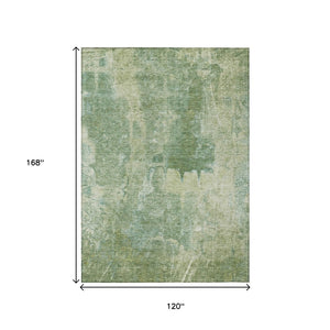 HomeRoots 10' Stylish Artichoke Green and Beige Washable Area Rug - Durable Indoor/Outdoor Design, Easy Care 639364
