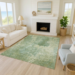 HomeRoots 10' Stylish Artichoke Green and Beige Washable Area Rug - Durable Indoor/Outdoor Design, Easy Care 639364