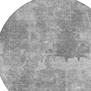HomeRoots 8' Gray and Silver Round Abstract Rug – Stylish, Washable, Durable Design for Indoor & Outdoor Use! 639367