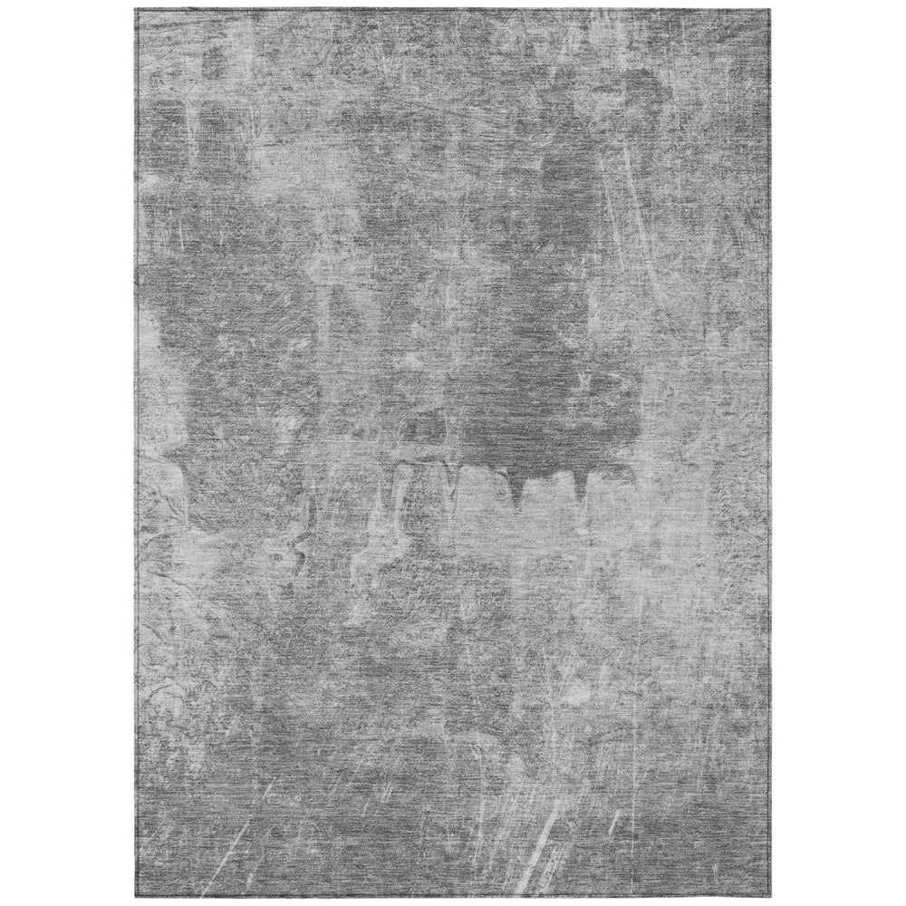 HomeRoots 8' Gray and Silver Abstract Area Rug – Washable, Durable, Indoor/Outdoor Design for Modern Spaces 639368