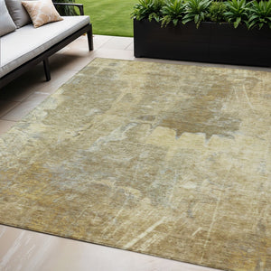 HomeRoots 5' X 8' Khaki Beige Abstract Area Rug - Washable, Durable, Indoor/Outdoor, Perfect for High-Traffic Spaces 639372