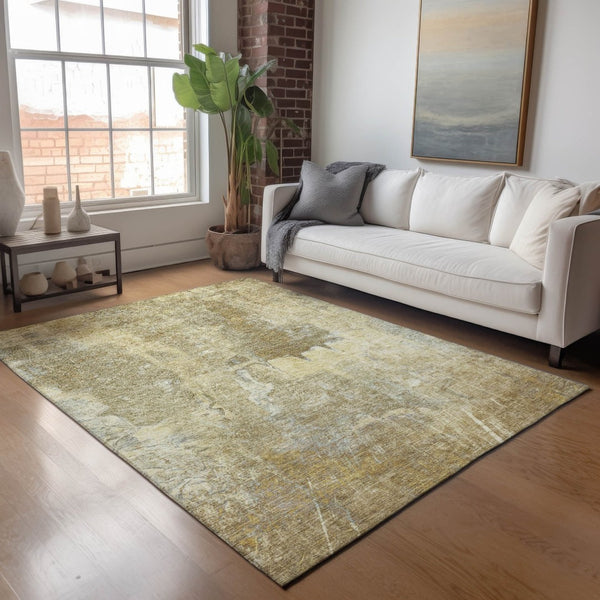 HomeRoots 5' X 8' Khaki Beige Abstract Area Rug - Washable, Durable, Indoor/Outdoor, Perfect for High-Traffic Spaces 639372