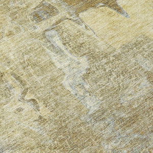 HomeRoots 9' X 12' Washable Khaki and Beige Abstract Area Rug - Durable, Stylish for Indoor & Outdoor Spaces 639375