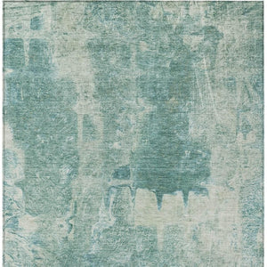 HomeRoots 10' Teal Blue and Ivory Abstract Area Rug - Stylish, Washable Design for Indoor & Outdoor Use! 639382