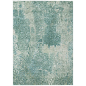 HomeRoots 10' Teal Blue and Ivory Abstract Area Rug - Stylish, Washable Design for Indoor & Outdoor Use! 639382