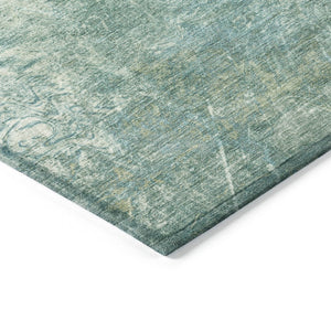 HomeRoots 10' Teal Blue and Ivory Abstract Area Rug - Stylish, Washable Design for Indoor & Outdoor Use! 639382