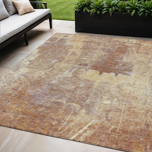 HomeRoots 5' X 8' Versatile Terra Cotta & Beige Abstract Washable Area Rug for Indoor/Outdoor Spaces 639384