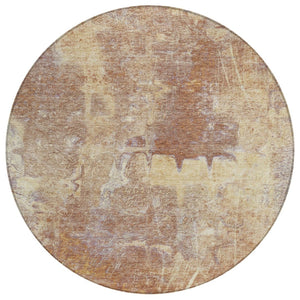 HomeRoots 8' Modern Terra Cotta & Beige Round Abstract Washable Rug for Indoor & Outdoor Living Spaces 639385