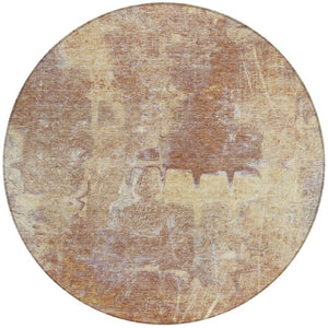 HomeRoots 8' Modern Terra Cotta & Beige Round Abstract Washable Rug for Indoor & Outdoor Living Spaces 639385