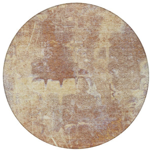 HomeRoots 8' Modern Terra Cotta & Beige Round Abstract Washable Rug for Indoor & Outdoor Living Spaces 639385